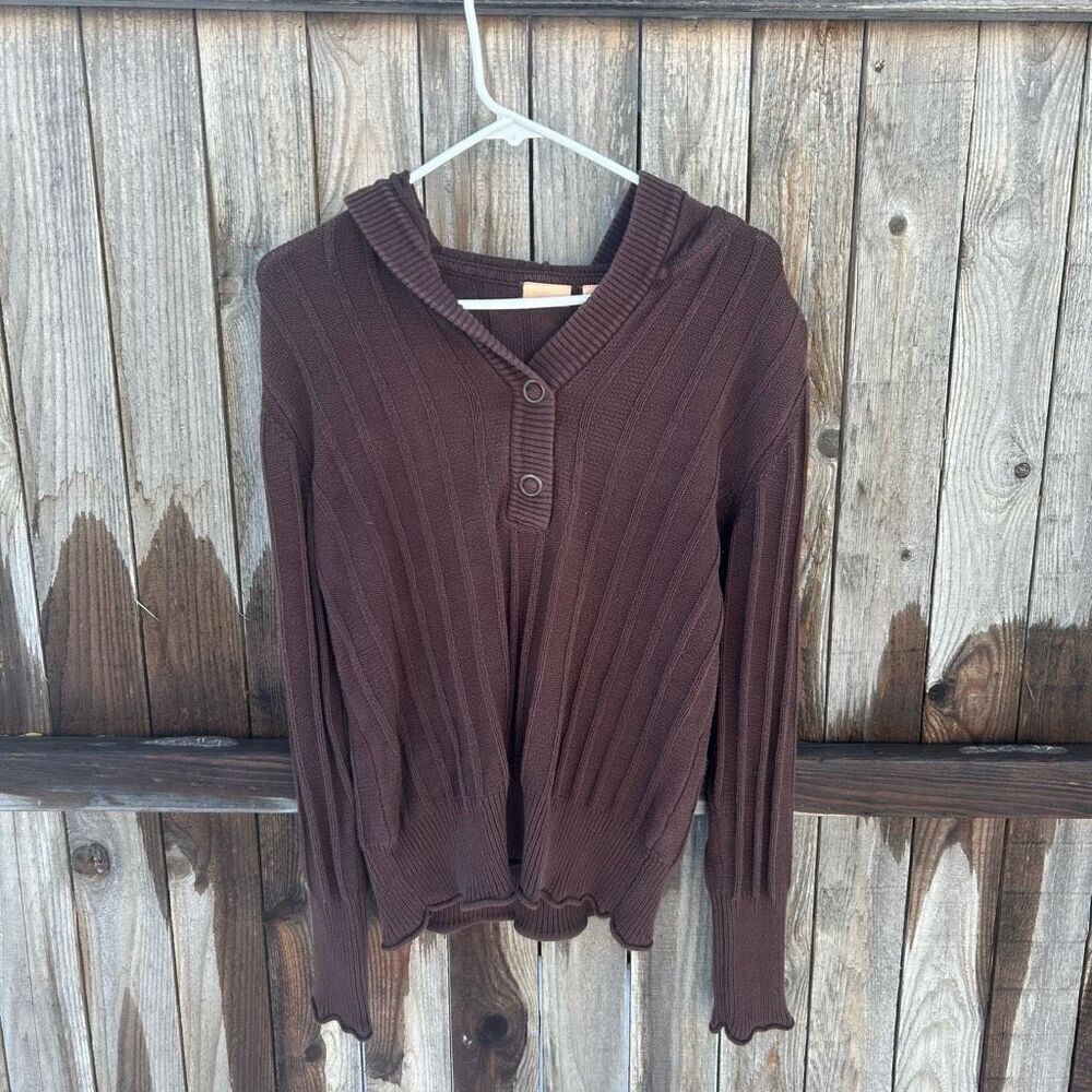 Northcrest hooded sweater button up size medium